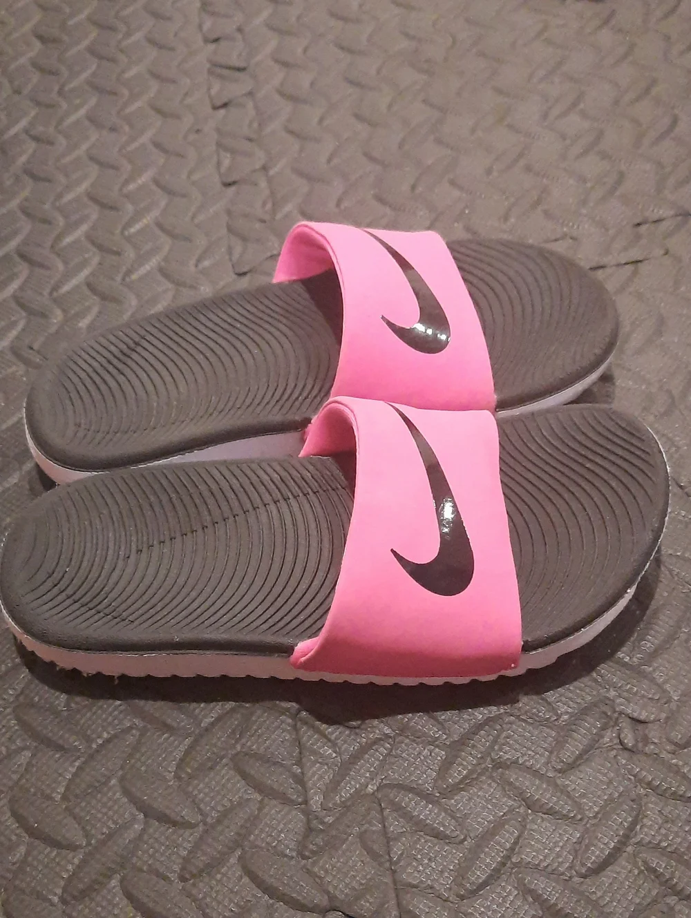 Nike Girl's Pink and Black Slide Sandals